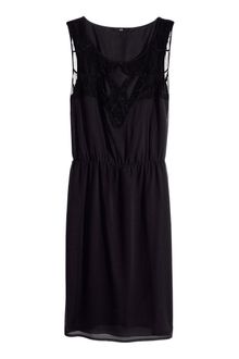 H&M Chiffon Dress with Lace - Lyst
