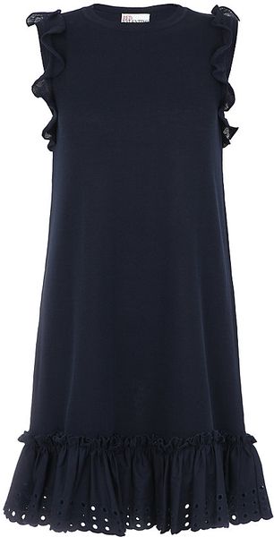 RED Valentino Broderie Anglaise Knitted Dress - Lyst