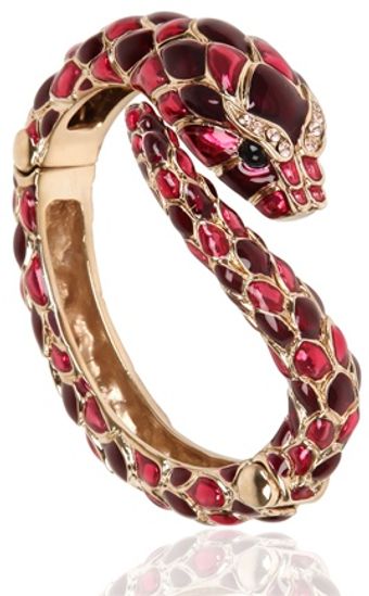 Roberto Cavalli Snake Swarovski Metal Bracelet - Lyst