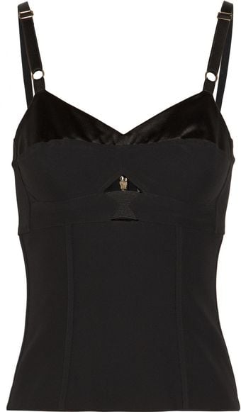 Alexander McQueen Cutout Duchesse Satin Trimmed Crepe Bustier Top - Lyst
