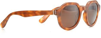 A.P.C. Caramel Tortoiseshell Round Sunglasses - Lyst