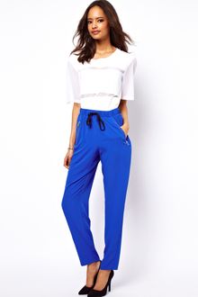 ASOS Collection Asos Peg Trousers with Zip Detail and Tie Waist - Lyst