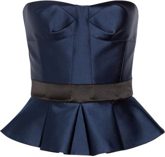 Burberry Prorsum Strapless Satin Peplum Top - Lyst