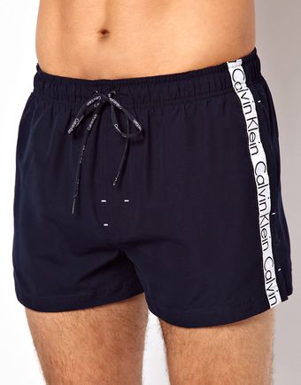 Calvin Klein Logo Tape Swim Shorts - Lyst