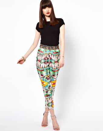 Eleven Paris Aztec Peg Pants with Embellished Waistband - Lyst