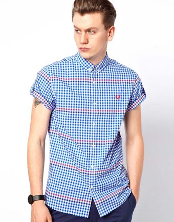 Fred Perry Gingham Shirt with Rolled Sleeves - Lyst