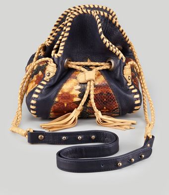 House Of Harlow Raine Snakeembossed Drawstring Bag - Lyst