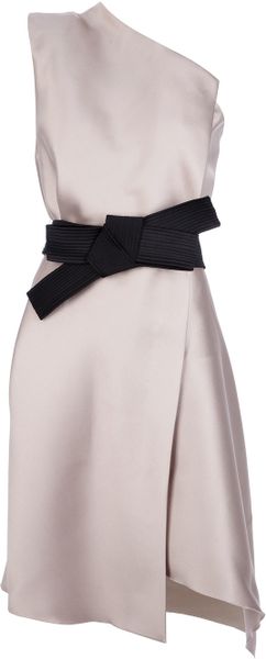 Lanvin One Shoulder Bow Dress - Lyst