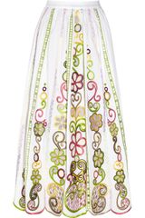 Moschino Cheap & Chic Embroidered Cotton Midi Skirt