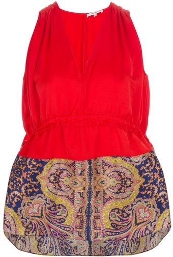 Carven Paisley Detail Sleeveless Top - Lyst