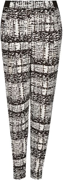 Topshop Mono Scratch Grid Jersey Tapered Trousers - Lyst