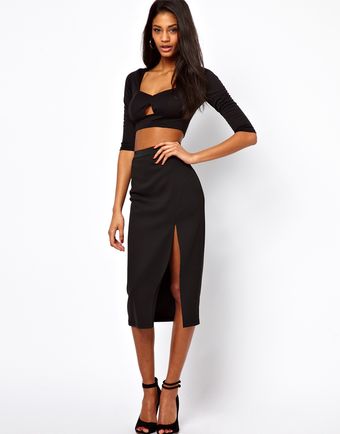 Love Midi Skirt with Thigh Split - Lyst