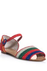 Dolce & Gabbana Raffia Stripe and Flower Sandals