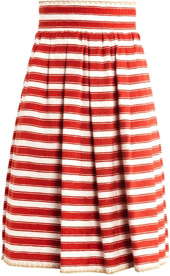 Dolce & Gabbana Raffia-Trim Jacquard-Stripe Skirt - Lyst