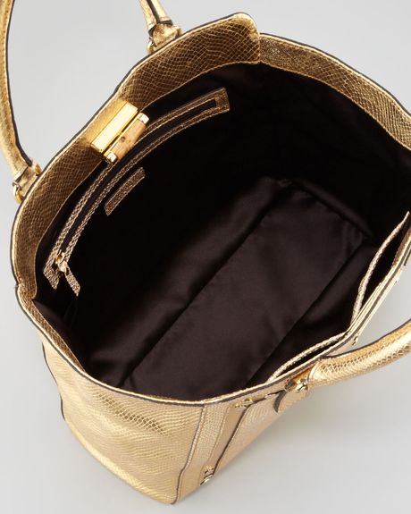 large gold tote bag