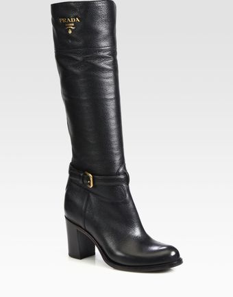 Prada Leather Kneehigh Boots - Lyst