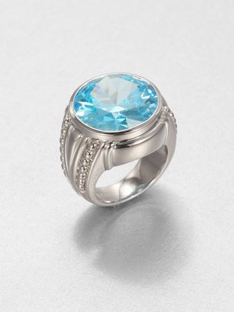 Judith Ripka Sky Blue Crystal Sterling Silver Cocktail Ring - Lyst