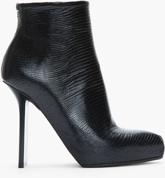 Maison Martin Margiela Black Patent Lizard Thinheeled Ankle Boots - Lyst