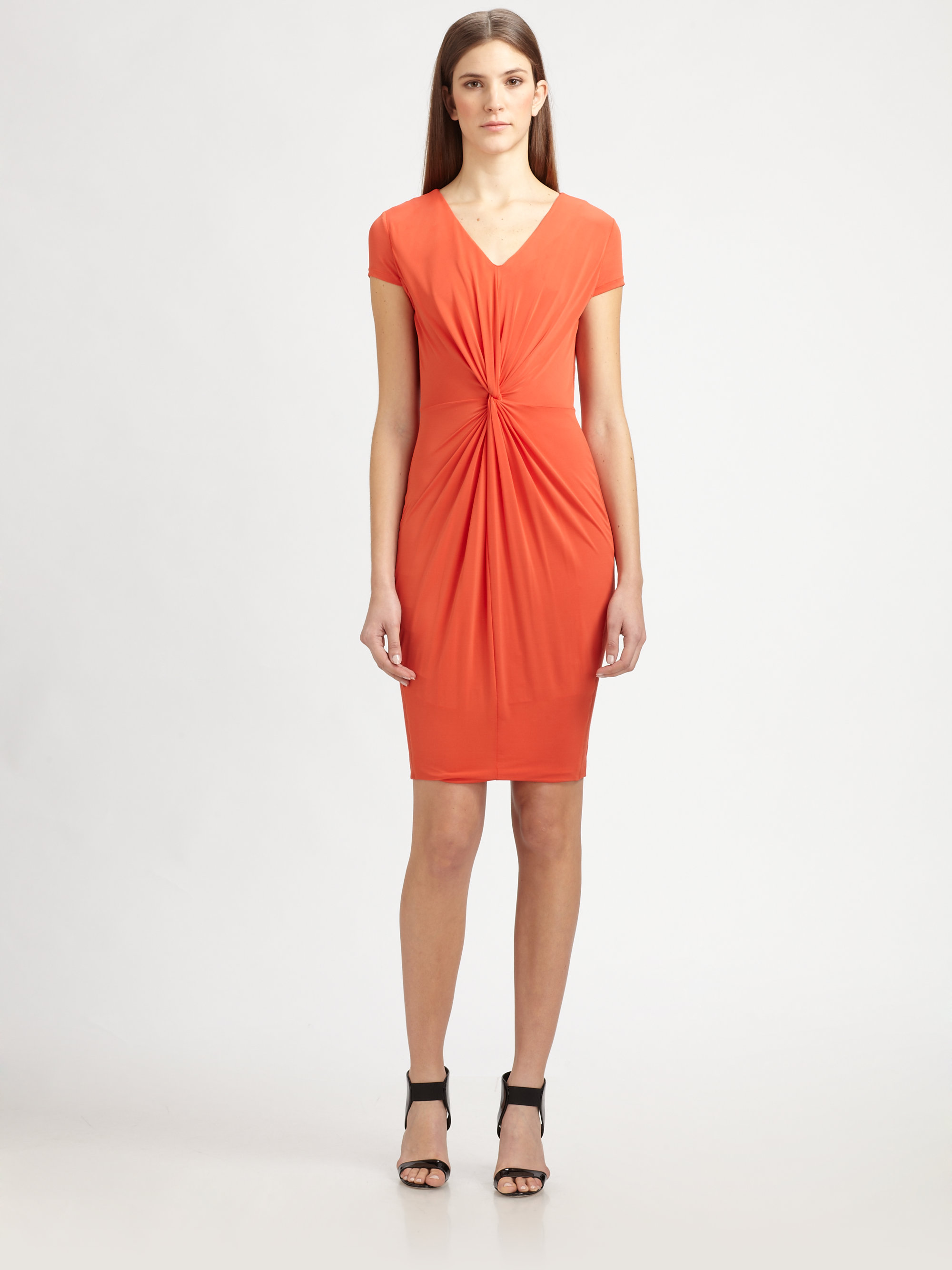 Max Mara Knotfront Jersey Dress in Orange (red) | Lyst