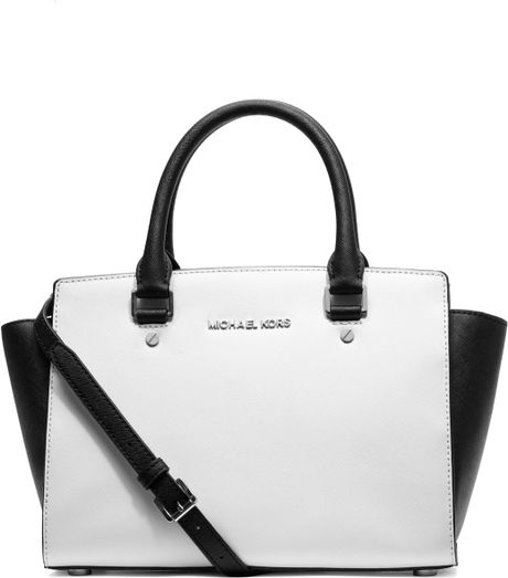 Michael Michael Kors Medium Selma Saffiano Satchel in Black (optic ...