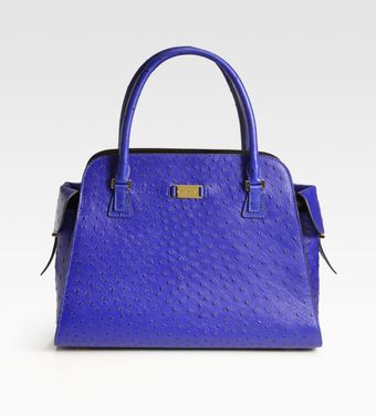 Michael Kors Gia Ostrich Stamped Leather Satchel - Lyst
