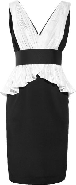 Notte By Marchesa Silk-Crepe and Plissé Taffeta Dress - Lyst