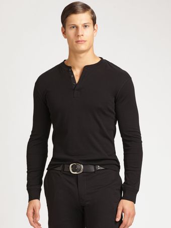 Ralph Lauren Black Label Solid Ribbed Knit Henley - Lyst