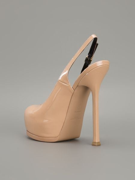 Saint Laurent Platform Sling Back Pump In Beige Nude Lyst