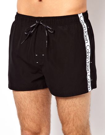 Calvin Klein Logo Tape Swim Shorts - Lyst