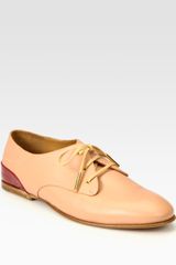 Chloé Leather Patent Leather Laceup Oxfords