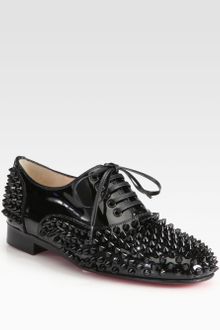 Christian Louboutin Freddy Studded Patent Leather Laceup Oxfords - Lyst