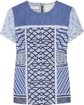 Current/Elliott The Boarding Printed Denim Top - Lyst