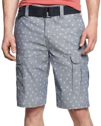 DKNY Diamond Print Chambray Cargo Shorts - Lyst