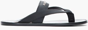 DSquared2 Black Leather Logo Doublestrap Sandals - Lyst