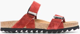 DSquared2 Burgundy Flat Suede Two Strap Sandals - Lyst