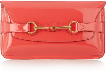 Gucci Patentleather Envelope Clutch - Lyst