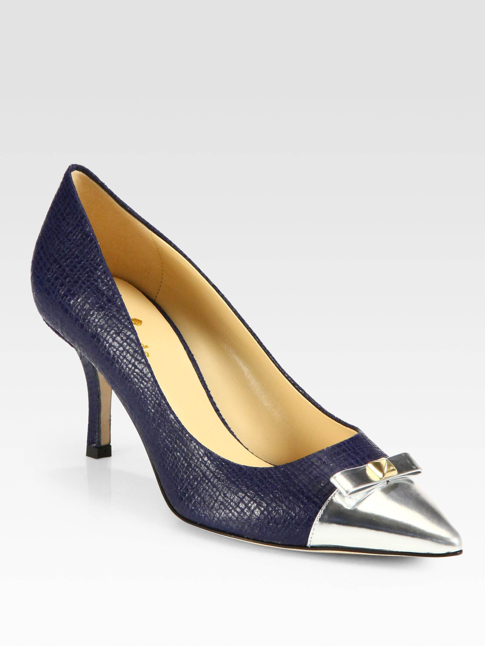 Kate Spade Jiji Embossed Leather Pumps in Blue (navy) | Lyst