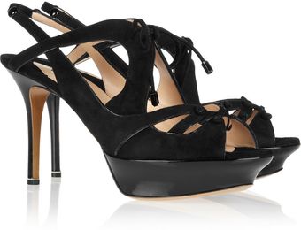 Nicholas Kirkwood Patent Leather and Suede Slingback Sandals - Lyst