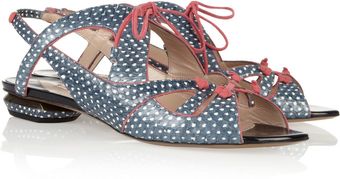 Nicholas Kirkwood Suedetrimmed Printed Elaphe Sandals - Lyst