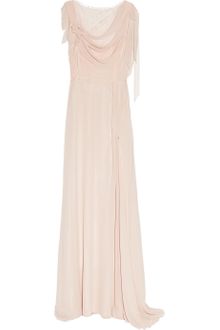 Nina Ricci Draped Chiffon and Lace Gown - Lyst
