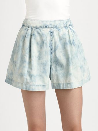 Rebecca Taylor Bleached Denim Shorts - Lyst