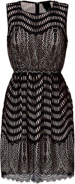 Anna Sui Wavy Scallop Cutout Dress in Black Multi - Lyst