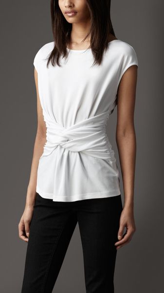 Burberry Twist Front Jersey Top - Lyst