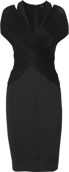 Donna Karan New York Stretchcrepe and Ruched Jersey Dress - Lyst