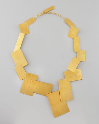 Herve Van Der Straeten Hammered Gold Geometric Necklace - Lyst