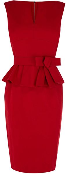 Karen Millen Signature Cotton Peplum Dress - Lyst