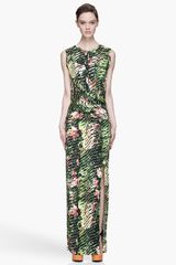 Kenzo Green Orchid Print Dress