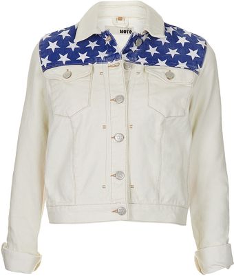Moto Flag Denim Jacket - Lyst