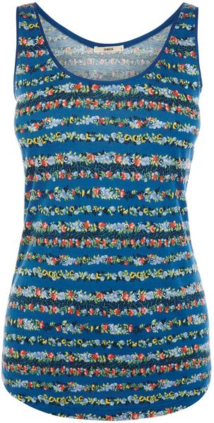 Oasis Satin Trim Ditsy Stripe Print Vest - Lyst