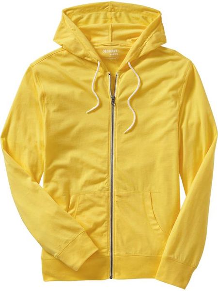 Old Navy Light-weight Jersey Zip Hoodies in Yellow for Men (sun on the ...